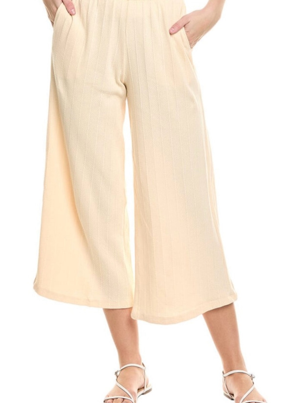Project Social T Come Together Textured Wide Leg Pants in Chalk